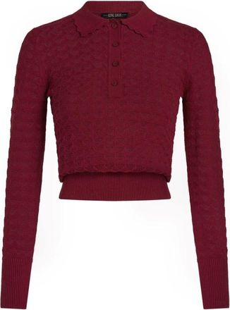 King Louie Polo Top Avel Knit - Dames - Tops - Rood - Maat: L Katoen