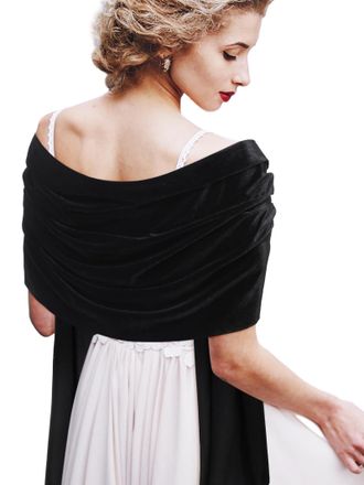 Generic Women Velvet Scarfs Shawls, for Evening Dress Bridesmaid Wedding Bridal Wraps for Large Warm Soft Scarves (Black,One Size)