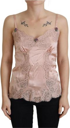 Dolce & Gabbana Sleeveless Tops - Dames - Tops zonder mouwen - Roze - XL - Katoen - Tops