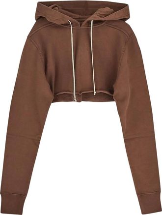 Rick Owens Felpa con cappuccio crop - Marrone