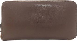 Herm&egrave;s Azap Dark Brown Epsom Leather Long Wallet (Bi-Fold) (Pre-Owned)