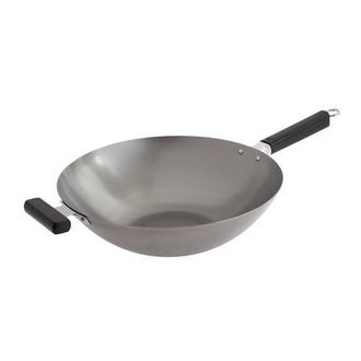 Joyce Chen Uncoated Carbon Steel Flat Bottom Wok with Phenolic Handles, 14-Inch in Metallic Silver at Nordstrom