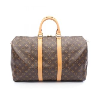 Louis Vuitton Brown Coated Canvas Leather Boston Bag (Pre-Owned)
