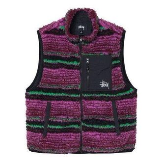 St&uuml;ssy Striped Sherpa Vest Grape 118468