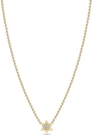 Zo&euml; Chicco 14K Yellow Gold Diamond Star of David Pendant Necklace at Nordstrom, Size 16