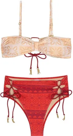 Disney Princess 2-Piece Swimwear Bikini Set in Beige Red Burgundy at Nordstrom, Size X-Large