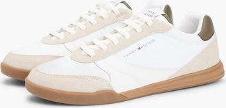 Tommy Hilfiger Mens Tommy Hilfiger Lopro Leather Mix Mens Trainers - Classic Beige - Cream - Size: 10.5
