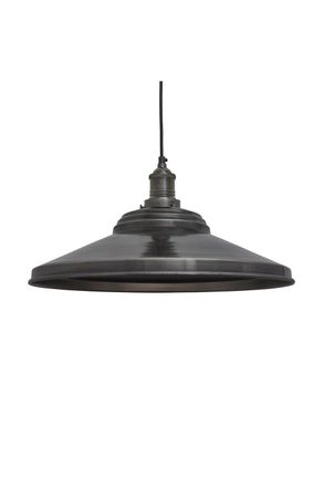 Industville Brooklyn Giant Step Pendant, 18 Inch, Pewter, Pewter Holder in Dark Grey