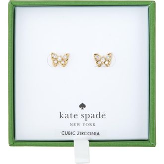 Kate Spade New York butterfly stud earrings in Clear/Gold at Nordstrom Rack