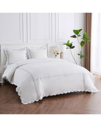 Melange Home M&eacute;lange Home 600 Thread Count Scallop Rope Embroidery Duvet Set