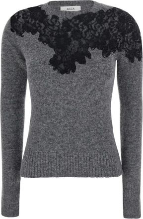 Jucca Maglione con dettagli in pizzo e scollo rotondo - - Knitwear - Donna - Grigio - L