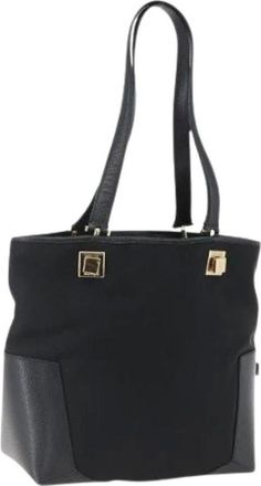 Ferragamo Pre-owned Tote Bags, female, Black, Size: ONE SIZE Pre-owned Canvas Tote Bag