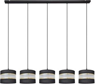 Netlighting Helen Straight Bar Pendant Ceiling Light Black Gold 115cm