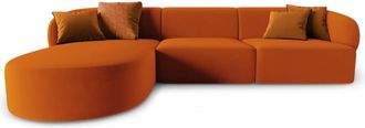 BLOOMINGLOFT 4-Sitzer Design-Ecksofa Chiara Samt - Links