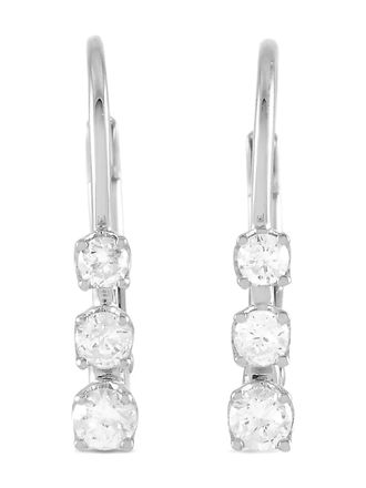 Luxury Bazaar 14kt witgouden oorbellen met diamond - Zilver