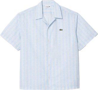 Lacoste Heren Relaxed Fit Korte Mouwen Overhemd (Lichtblauw)