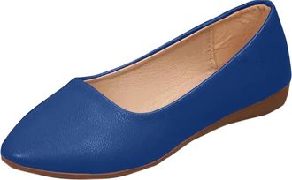 Generic Ladies Flat Shoes Comfortable Casual Ballet Flats Pointed Toe Solid Color Classic Stylish Breathable Slip On Walking Flats Shoes Work Shopping Blue