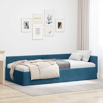 vidaXL vidaXL Cornice del letto ad angolo Altro con testiera Blu 100 x 200 cm