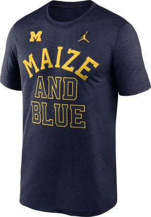 Nike Jordan Mens Michigan Primetime Arch Mantra Legend Jordan Brand Dri-FIT College T-Shirt in Blue | NKGK41SMWN-7XS