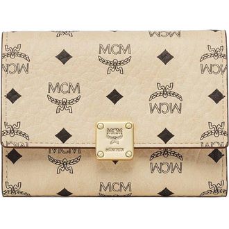 MCM Aren Trifold Wallet in Visetos in Beige at Nordstrom