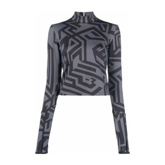 Alexander McQueen Alexander McQueen, Long Sleeve Tops, female, Multicolor, Size: S LS Roll Neck Top
