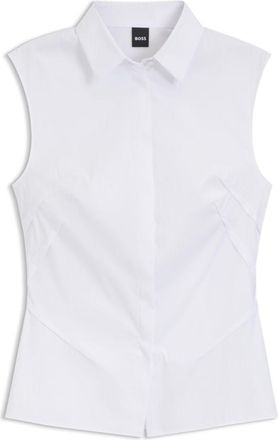 BOSS Sleeveless slim-fit blouse in a cotton blend