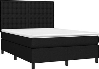 vidaXL Cama Box Spring Con Colch&oacute;n Tela Negro 140x200 Cm Vidaxl