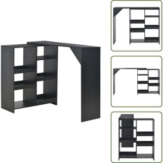 vidaXL The Living Store Tavolo da Bar con Scaffale Mobile Nero 138x39x110 cm - Scaffale mobile