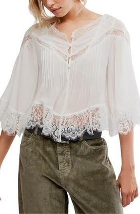 Free People Bali Midnight Rain Lace Trim Top in Clean Ivory at Nordstrom Rack, Size Medium