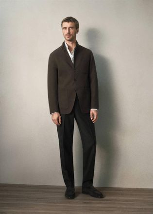 Mango Blazer con colletto a listino 100% lana slim fit marrone - Uomo - XL - MANGO MAN