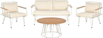 Beliani Garden Lounge Set with Table 4 Seater MONTESILVANO Metal Light Beige