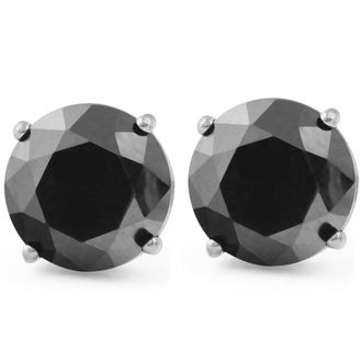 Pompeii3 2 1/2ct Black Diamond Screw Back Studs Womens Earrings 14K White Gold