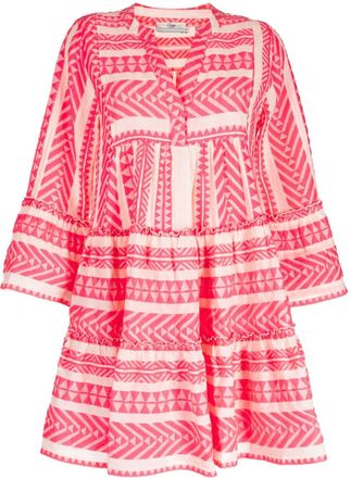 Devotion Ella zigzag-patterned short dress - women - Polyester/Cotton - S - Pink