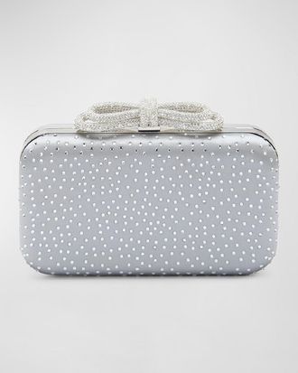 Mach & Mach Double Bow Strass Satin Clutch Bag