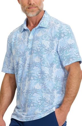 Tommy Bahama Costa Wave Palm Azul Seersucker Stripe IslandZone Polo in Blue Vault at Nordstrom, Size Xxx-Large