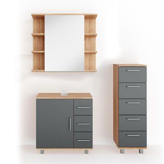 Vicco Conjunto De Muebles De Ba&ntilde;o Ilias, Roble, 3 Piezas