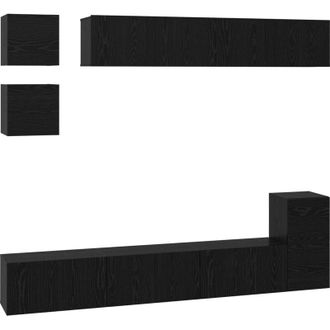 vidaXL Vidaxl - Conjunto De Mueble De Tv 8 Pcs Roble Negro Madera Contrachapada