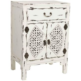 Wanderlust Deco Wanderlust Deco - Mesita De Madera Lacado De 1 Caj&oacute;n Y 2 Puertas 48x32x70h Cm - Blanco