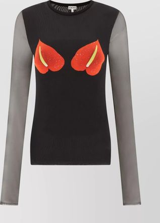 Loewe floral print long sleeve sheer top