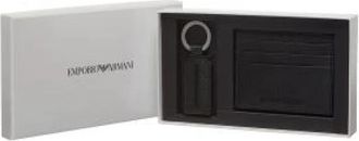 Emporio Armani Logo Embossed Kaarthouder en Sleutelhanger - unisex - Portefeuilles - Zwart - ONE Size - Leer - Accessoires