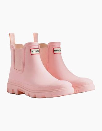 Hunter Womens Hunter Downpour Chelsea Rubber Womens Parfait Pink Wellington Boots - Size: 4