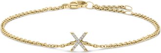 House of Brilliance 10K Gold Diamond Accent A-Z Initial Charm and Link Bracelet