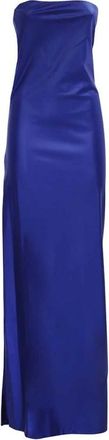 Heron Preston Elegante Strapless Jurk met Zijsplit - Dames - Avondkleed - Blauw - L - Kleedjes