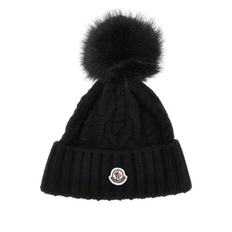 Moncler Cashmere and wool beanie hat with logo patch Woman One Size
