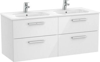 Roca Roca - Conjunto de mueble con cuatro cajones y lavabo doble victoria Color: Blanco brillo