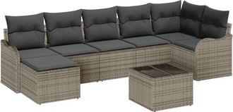 vidaXL Garden Sofa Set with Cushion 8 pcs Grey Poly rattan vidaXL
