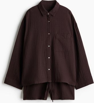 H&M Pyjama mit Oberteil und Shorts - Brown