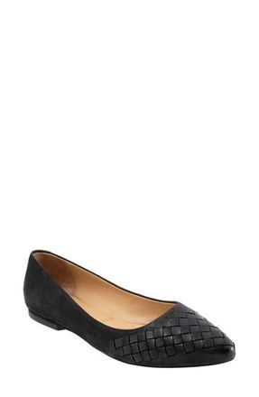 Trotters Estee Woven Flat in Black Nubuck at Nordstrom, Size 10.5