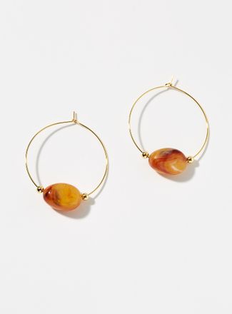 Simons Womens Large acetate bead Hoop Earrings