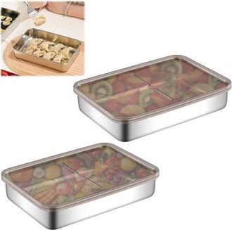 No Brand Juego De 2 Tarros De Acero Inoxidable Para Almacenar Alimentos - Caja Reutilizable Para Delicatessen